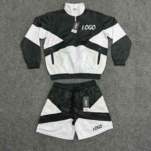 ชุดวอร์มกีฬาผู้ชายแบบ OEM สั่งทำได้ ขายดี ชุดวิ่งออกกำลังกาย เสื้อแจ็คเก็ตกันลมแบบซิปครึ่งตัว และกางเกงขาสั้น - Product Image 3