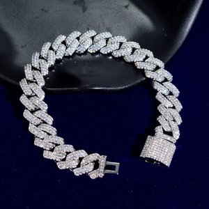 Luxury Iced Moissanite Cuban Link Chain <b>Bracelet</b> <b>Men</b> Women 925 Sterling <b>Silver</b> Rhodium Plated Hip Hop Jewelry - Product Image 5