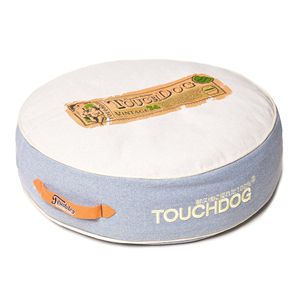 Lit pour chien surélevé en peluche classique en denim toné avec vue panoramique – Lits pour animaux de compagnie haut de gamme - Product Image 1
