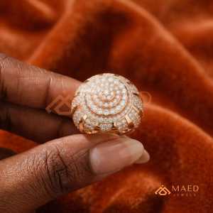 Bague Halo Cluster en Moissanite Or Rose pour Homme, Style Hip Hop, Bijou de Luxe Sertie de Pierres, Cadeau Premium pour Homme - Product Image 5