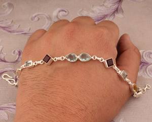 Pulsera de Piedras Preciosas de Cuarzo Multicolor, Joyería Hecha a Mano en Plata de Ley 925, Pulsera de Cuentas de Cristal Natural, Regalo para Mujer - Product Image 6