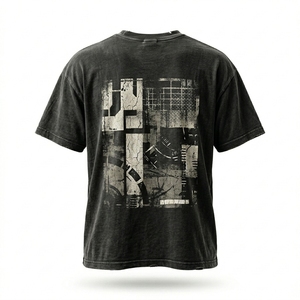 เสื้อยืดโอเวอร์ไซส์ผ้าฝ้ายพิมพ์ลายดิจิตอลสไตล์สตรีทแวร์สำหรับผู้ชาย พร้อมส่ง รับผลิตแบบ OEM ODM โรงงานผลิตเสื้อผ้าแบรนด์ส่วนตัว - Product Image 2