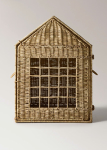 Rustic Rattan House Shape <b>Storage</b> <b>Basket</b> Woven <b>Toys</b> <b>Basket</b> Decorative Organizer Perfect For Nursery Playroom Decor - Product Image 2