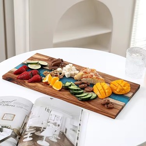 Tabla de cortar rectangular de madera y tabla de picar, apta para lavavajillas, fácil de limpiar, bandeja para servir queso, frutas y aperitivos - Product Image 2