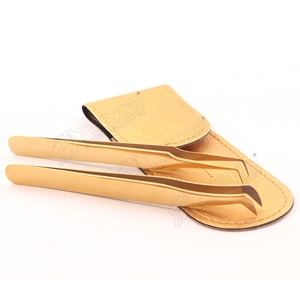 Pinzas para Extensión de Pestañas Individuales con Punta de Fibra, Color Dorado Plasma, Antiestáticas, de Acero Inoxidable Anticorrosivo, con Logotipo - Product Image 5