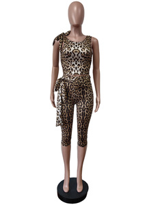 Ensemble sexy imprimé léopard pour femme printemps-été, crop top à bandage et pantalon, ensemble 2 pièces, ensemble sexy imprimé léopard, vêtements pour femme - Product Image 5