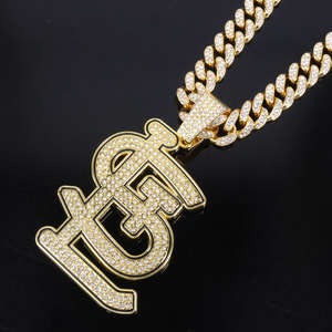 Collar con Colgante de Letra Inglesa LST, Plata de Ley 925, Chapado en Oro, Estilo Hip Hop, Venta al Por Mayor del Fabricante - Product Image 3