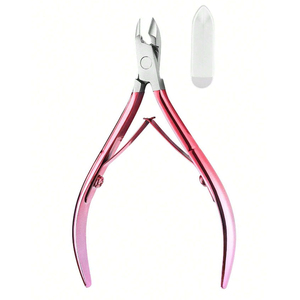 ที่ตัดหนังกำพร้าสีชมพูเคลือบอย่างดี ทำจากสแตนเลส พร้อมฝาครอบป้องกัน ใช้กำจัดหนังกำพร้าและผิวหนังที่ตายแล้ว อุปกรณ์ตกแต่งเล็บอย่างแม่นยำ - Product Image 1