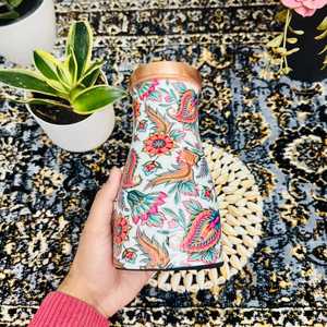 100% Pure Enamel Print Copper Water Bottle 32 Fl Oz Handmade Eco-Friendly Classic Design with Lid & <b>Tea</b> <b>Infuser</b> - Product Image 4