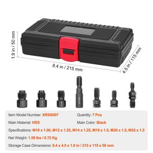 Set di 7 Utensili per Riparazione Filettature Metriche Auto M10 M12 M14 M18 M20 M22 con Custodia Termica - Product Image 5