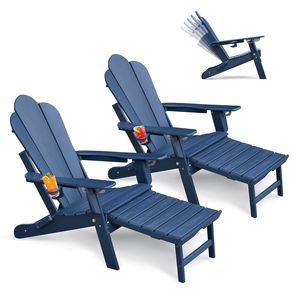 Chaise Adirondack multifonctionnelle HDEP avec repose-pieds pliable réglable et porte-gobelet - Product Image 2
