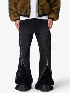 Jeans de Mezclilla para Hombre de Alta Calidad, Personalizados, de Algodón, Marca Americana de Estilo Urbano, Cómodos, Corte Ajustado, Cierre de Cremallera, Lavado Negro - Product Image 2