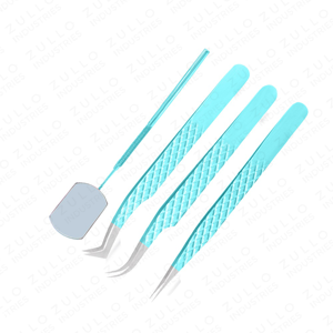 ชุดแหนบต่อขนตาคุณภาพสูง สีฟ้าพลาสม่า สแตนเลสสตีล ด้ามจับแบบกระจก ปลายแหลม สำหรับงานต่อขนตาอย่างแม่นยำ - Product Image 5