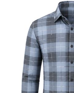 เสื้อเชิ้ตผู้ชายลายสก็อตสีฟ้าอ่อน แบรนด์ Manufacturer แขนยาว ติดกระดุม ผ้าฝ้าย สวมใส่ได้ทั้งแบบลำลองและเป็นทางการ เหมาะสำหรับใส่ทำงาน รับตัดเย็บตามสั่ง - Product Image 3