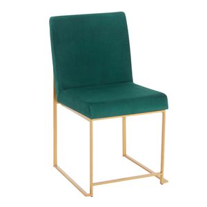 Ensemble de 2 chaises de salle à manger contemporaines Fuji à dossier haut en velours doré et vert par High Back - Product Image 2