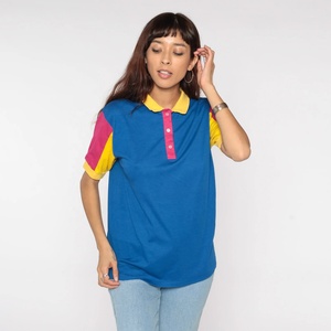 2025 nouveau Design en gros femmes Polo t-shirt/femmes à manches courtes Polo chemise/bloc de couleur vierge 100% coton Polo commande en gros - Product Image 4