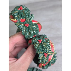 Christmas Resin Eco-Friendly Napkin <b>Rings</b> Green <b>Wreath</b> Design 5 Cm Width Traditional Luxury Wedding Party Table Decoration - Product Image 3