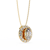 Élégant pendentif solitaire ovale pour femme en or blanc 14K avec diamant de laboratoire certifié IGI, monture à griffes et chaîne à maillons