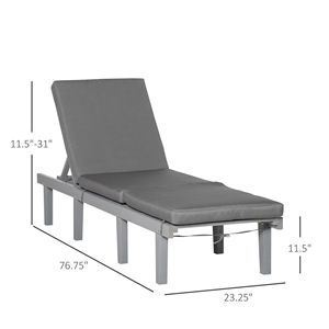 Sdraio da Giardino con 4 Posizioni Regolabili, Schienale in Rete Grigia, Cuscino, Reclinabile per Esterni, Spiaggia, Prato, Prendisole, in Teak - Product Image 3