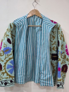 Abrigo Casual de Invierno para Mujer, Estilo Bohemio, Ecológico, Bordado Suzani, de Algodón, Talla Grande, Manga Larga, Cuello Redondo, Estampado Floral - Product Image 4