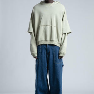 เสื้อฮู้ดดี้ผู้ชายแบบสองชั้น ผ้าฝ้ายพรีเมียมเนื้อหนา สไตล์สตรีทแฟชั่น สำหรับฤดูหนาว ลำลอง ผลิตโดย OEM - Product Image 2