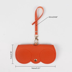 Brown Leather Eyeglasses <b>Case</b> with Strap and Gold Hardware <b>for</b> <b>Sunglasses</b> Storage - Product Image 2
