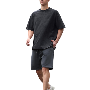 เสื้อยืดโอเวอร์ไซส์ผู้ชายแบบเรียบง่าย ขายส่ง ผ้าคุณภาพสูง ทรงหลวมไหล่ตก สไตล์ลำลอง สตรีทแวร์ เสื้อยืดพื้นฐาน - Product Image 5