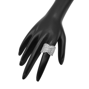 Anillo de compromiso y boda de lujo en plata con diamantes blancos redondos y baguette de 2.00 Ct para mujer (color G-H, claridad I) - Product Image 4