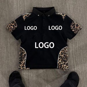 Polo de algodón de alta calidad con corte holgado, bordado, ojales y estampado de leopardo, sin impuestos en EE. UU. - Product Image 1