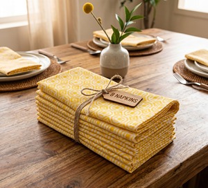 Servilletas de Algodón de Alta Calidad con Diseño de Flores Bordadas en Amarillo, 6 Piezas, Rectangulares, Hechas a Mano, Decoración de Mesa, Personalización Disponible - Product Image 6