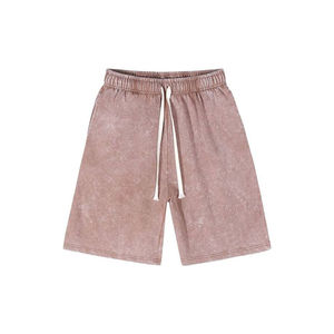 Custom Women's Cotton French Terry Hot Shorts Breathable Acid Wash <b>Drawstring</b> Closure Mid Waist Women acid wash Shorts - Product Image 3