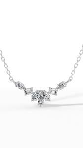 Collar de Diamantes Cultivados en Laboratorio con Corte Esmeralda y Marquesa, en Oro Sólido de 18K, Color Incoloro VVS, Colgante Inspirado en la Naturaleza con Cadena - Product Image 5