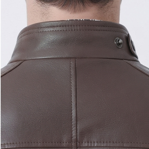<b>Men</b> Fashion Leather Biker <b>Jacket</b> <b>Men</b> Leather Riding <b>Jacket</b> Manufacturer <b>Men's</b> Full Button Chest Pockets Leather Biker <b>Jacket</b> - Product Image 4
