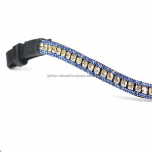 Bandeau de tête pour cheval en cuir décoratif avec cristaux de qualité supérieure, accessoires d'équitation de haute qualité pour usage équestre, personnalisation disponible - Product Image 6
