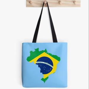 Sac fourre-tout en toile avec imprimé drapeau du Brésil, sac à main en polyester, sac de courses réutilisable, sac à bandoulière de voyage, sac fourre-tout écologique - Product Image 1