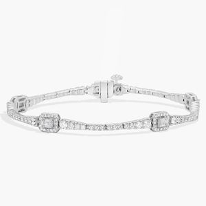 14K White Gold Cushion Station Lab Grown Diamond Tennis <b>Bracelet</b> - Product Image 1