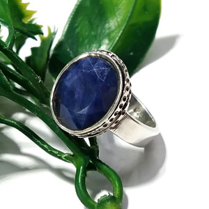 Natural Blue Sapphire Gemstone <b>Ring</b>, 925 Sterling <b>Silver</b> Faceted Gemstone <b>Ring</b>, <b>Statement</b> <b>Rings</b>, Handmade Jewelry - Product Image 2