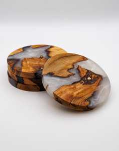 Round Wood Resin Eco-Friendly Laserable Drink Coasters 10mm Heat Resistant Reusable Insulated <b>Mats</b> for Home <b>Bar</b> Table Decor - Product Image 6