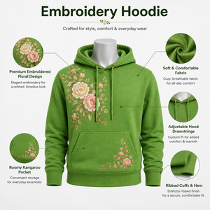 Sweat à capuche brodé pour homme de qualité supérieure, avec tissu doux, coupe confortable, coutures durables et design élégant pour un usage quotidien décontracté - Product Image 6