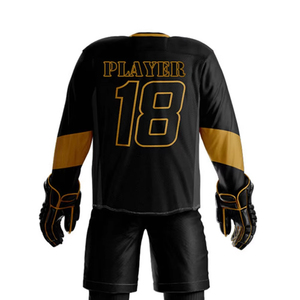 Fabrication sur mesure, uniforme de hockey sur glace très vendu avec logo personnalisé imprimé, 100% polyester, service OEM - Product Image 5