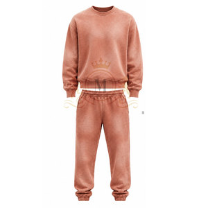 Ensemble de sweat-shirts à col rond pour homme, couleur unie, 100% coton, 350 g/m², vêtements décontractés, tricot en molleton français, style automne, jogging - Product Image 1