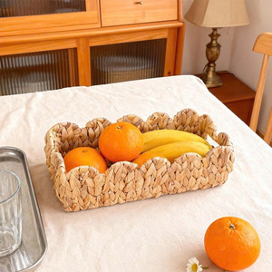 Bandeja de Jacinto de Agua Tejida a Mano, Plato Decorativo Rectangular Natural, Utensilios de Cocina para Servir o Exhibir - Product Image 4
