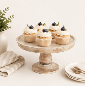 Base para Pastel de Madera Maciza Premium con Acabado Natural, Soporte Redondo de Madera para Servir Pasteles y Cupcakes, Tallado a Mano Estilo Rústico - Product Image 2