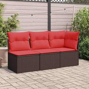 Canapé de jardin marron 62 x 62 x 69 cm avec coussin et polyrotin 62 x 62 x 69 cm - Product Image 1