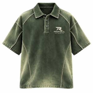 Camiseta de Manga Corta para Hombre, Corte Holgado, Secado Rápido, Tejido de Punto, Logotipo Frontal, 100% Algodón, Azul, Ropa Casual - Product Image 3