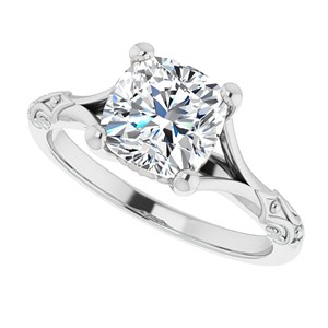 Anillo Solitario de Moissanita de 1.25 Quilates con Corte Cojín, Estilo Celebridad, Anillo Vintage de Oro Blanco de 14K, Anillo de Boda Único y Distintivo - Product Image 2