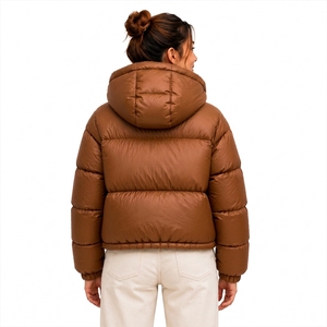 Women's Puffer <b>jacket</b> With Hood Stand Collar Full <b>Sleeve</b> Warm Winter <b>Jacket</b> Casual Style <b>Short</b> Length - Product Image 2