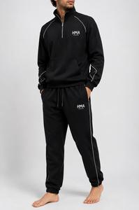 Men's Custom Eco-Friendly Quick Dry Fleece <b>Tracksuit</b> Set Full Sleeve Solid Color Sporty Style <b>White</b> Stripes Zipper Front - Product Image 2