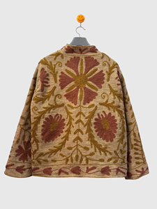 Veste à col mandarin brodée à la main avec des motifs floraux, manches longues, taille plus, en coton, pour femmes, style Prairie Chic, vêtements d'automne - Product Image 4