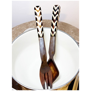 Elegant Wooden Salad Server Set 12 Inch Salad <b>Spoon</b> and Fork Premium Wood Utensils for Dining <b>Table</b> and Kitchen Decor Salad Set - Product Image 4